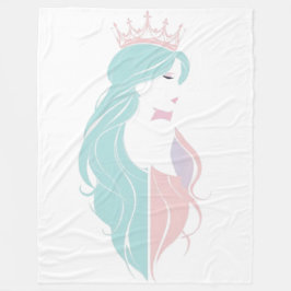 「王冠エレガント付きクイーン」パステルデザイン フリースブランケット