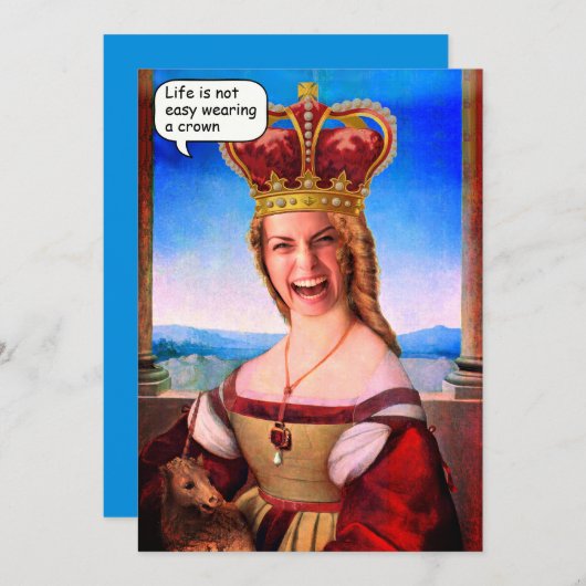 王冠カスタム付きホールクイーンの顔 招待状 (正面/裏面)