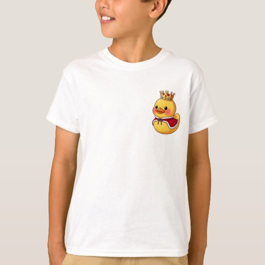 王冠ケープを着たロイヤルダックの子供服 Tシャツ (正面)