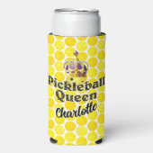 王冠パープルを着たピックボールクイーンイエローボール スリム缶クーラー (Seltzer正面)