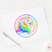 王冠プリンセスユニコーン封筒用シールキッズ ラウンドシール (封筒)