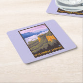 王冠ポイントとのコロンビア川の峡谷場面 スクエアペーパーコースター (アングル)