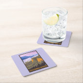 王冠ポイントとのコロンビア川の峡谷場面 スクエアペーパーコースター (インサイチュ)