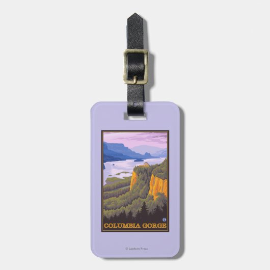 王冠ポイントとのコロンビア川の峡谷場面 ラゲッジタグ (正面縦)