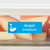 王冠マンガが描かれた可愛い白い白鳥パーソナライズされた ラベル (貼付)