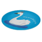 王冠マンガのかわいい白い白鳥 カッティングボード (角)