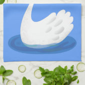 王冠マンガのかわいい白い白鳥 キッチンタオル (折り畳み)