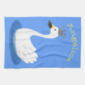 王冠マンガのかわいい白い白鳥 キッチンタオル (横)