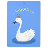 王冠マンガのかわいい白い白鳥 クリップボード (裏面)