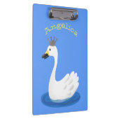 王冠マンガのかわいい白い白鳥 クリップボード (右)