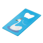 王冠マンガのかわいい白い白鳥 クレジットカード栓抜き (裏面アングル)