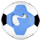 王冠マンガのかわいい白い白鳥 サッカーボール (回転)