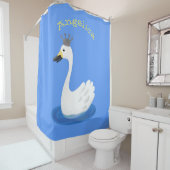 王冠マンガのかわいい白い白鳥 シャワーカーテン (インサイチュ)