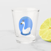 王冠マンガのかわいい白い白鳥 ショットグラス (正面)