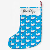 王冠マンガのかわいい白い白鳥 スモールクリスマスストッキング (裏面)