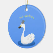 王冠マンガのかわいい白い白鳥 セラミックオーナメント (左)