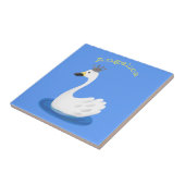 王冠マンガのかわいい白い白鳥 タイル (側面)