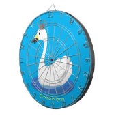 王冠マンガのかわいい白い白鳥 ダーツボード (正面右)