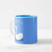 王冠マンガのかわいい白い白鳥 ツートーンマグカップ (正面左)