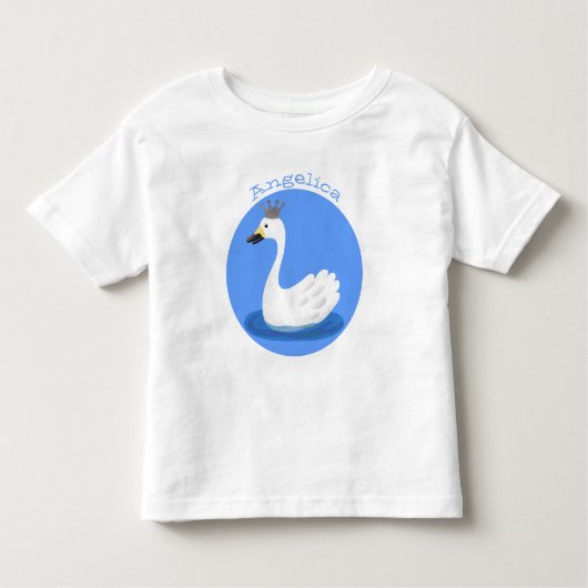 王冠マンガのかわいい白い白鳥 トドラーTシャツ (正面)