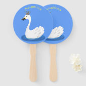 王冠マンガのかわいい白い白鳥 ハンドファン (正面&裏面)