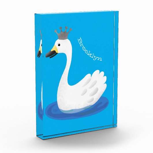 王冠マンガのかわいい白い白鳥 フォトブロック (左)