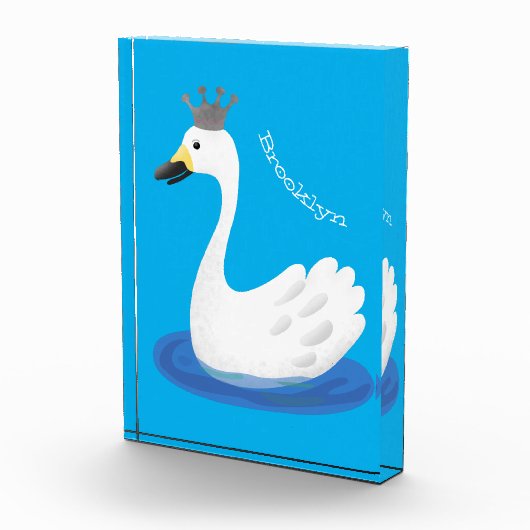 王冠マンガのかわいい白い白鳥 フォトブロック (右)