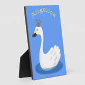 王冠マンガのかわいい白い白鳥 フォトプラーク (側面)
