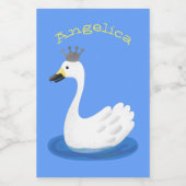 王冠マンガのかわいい白い白鳥 フードラベル (シングルラベル)