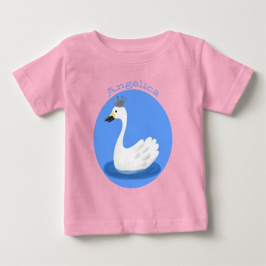 王冠マンガのかわいい白い白鳥 ベビーTシャツ (正面)