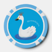 王冠マンガのかわいい白い白鳥 ポーカーチップ (裏面)