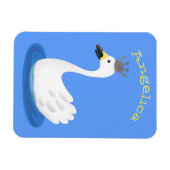 王冠マンガのかわいい白い白鳥 マグネット (横)