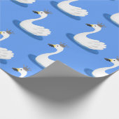 王冠マンガのかわいい白い白鳥 ラッピングペーパー (角)