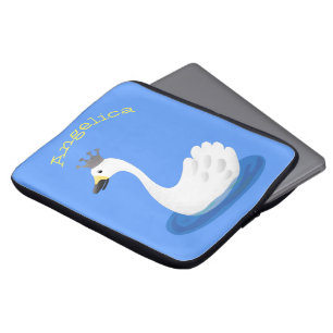 王冠マンガのかわいい白い白鳥 ラップトップスリーブ