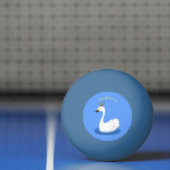 王冠マンガのかわいい白い白鳥 卓球ボール (ネット)