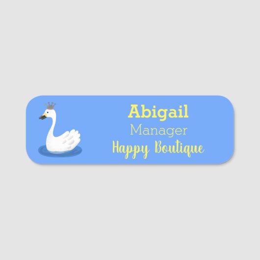 王冠マンガのかわいい白い白鳥 名札 (正面)