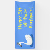 王冠マンガのかわいい白い白鳥 横断幕 (縦)