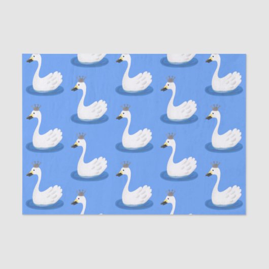 王冠マンガのかわいい白い白鳥 薄葉紙 (正面)