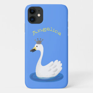 王冠マンガのかわいい白い白鳥 iPhone 11 ケース