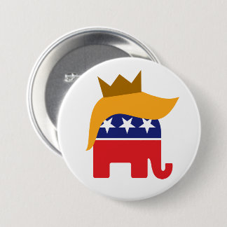 王冠付きトランプ象ヘアロゴ 缶バッジ