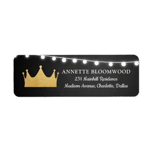 王冠 |ベビーシャワー金箔 |黒板 ラベル (正面)