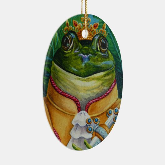 王冠&剣の水彩芸術を持つカエル王子 セラミックオーナメント (右)