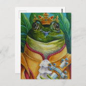 王冠&剣の水彩芸術を持つカエル王子 ポストカード (正面/裏面)