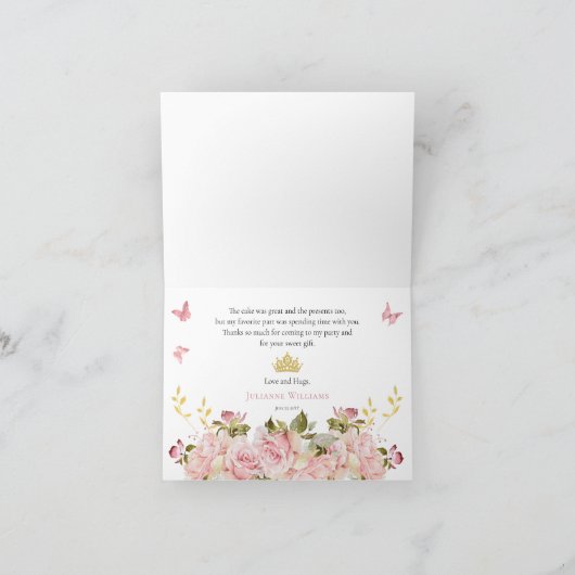 王冠 |蝶フローラプリンセス誕生日 サンキューカード (内部)