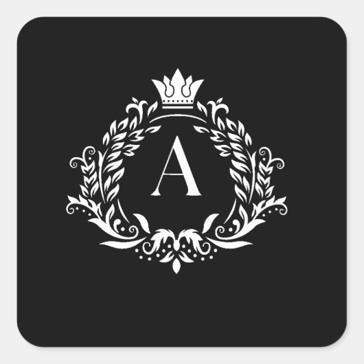 王冠「A」文字のロイヤルモノグラム スクエアシール (正面)