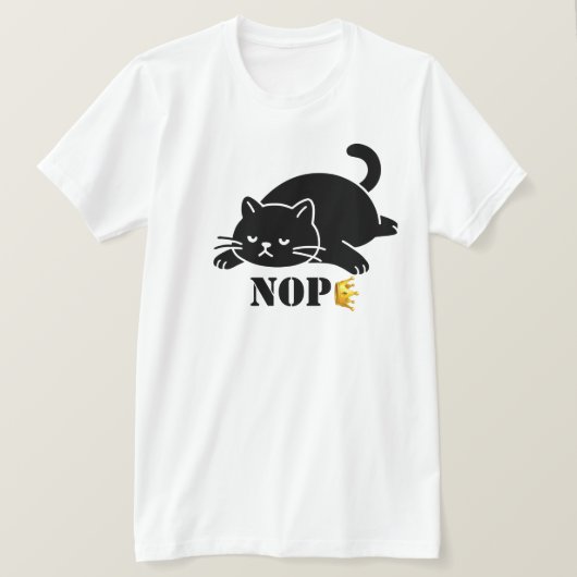 王冠 NOPE 黒猫 ユニークねこ好きのための Tシャツ (デザイン正面)