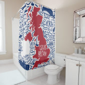 王国の手描き様式統一された地図。トラ シャワーカーテン (インサイチュ)