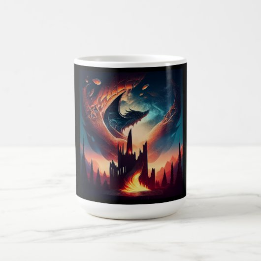 王国上空を飛ぶドラゴン コーヒーマグカップ (中央)