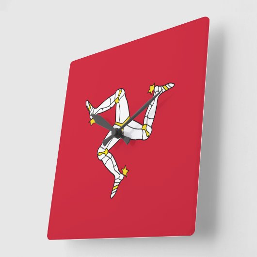 王国,人の島旗を持つ壁時計統一された スクエア壁時計 (傾斜)