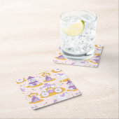 王女が付いているパターン スクエアペーパーコースター (インサイチュ)